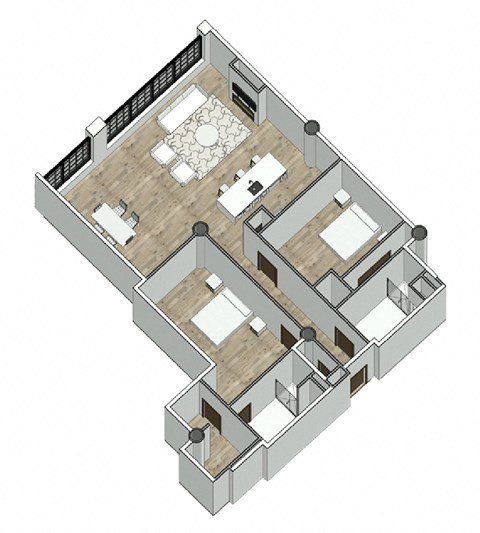Floor plan for 2 beds, 2 baths, 1464 sqft